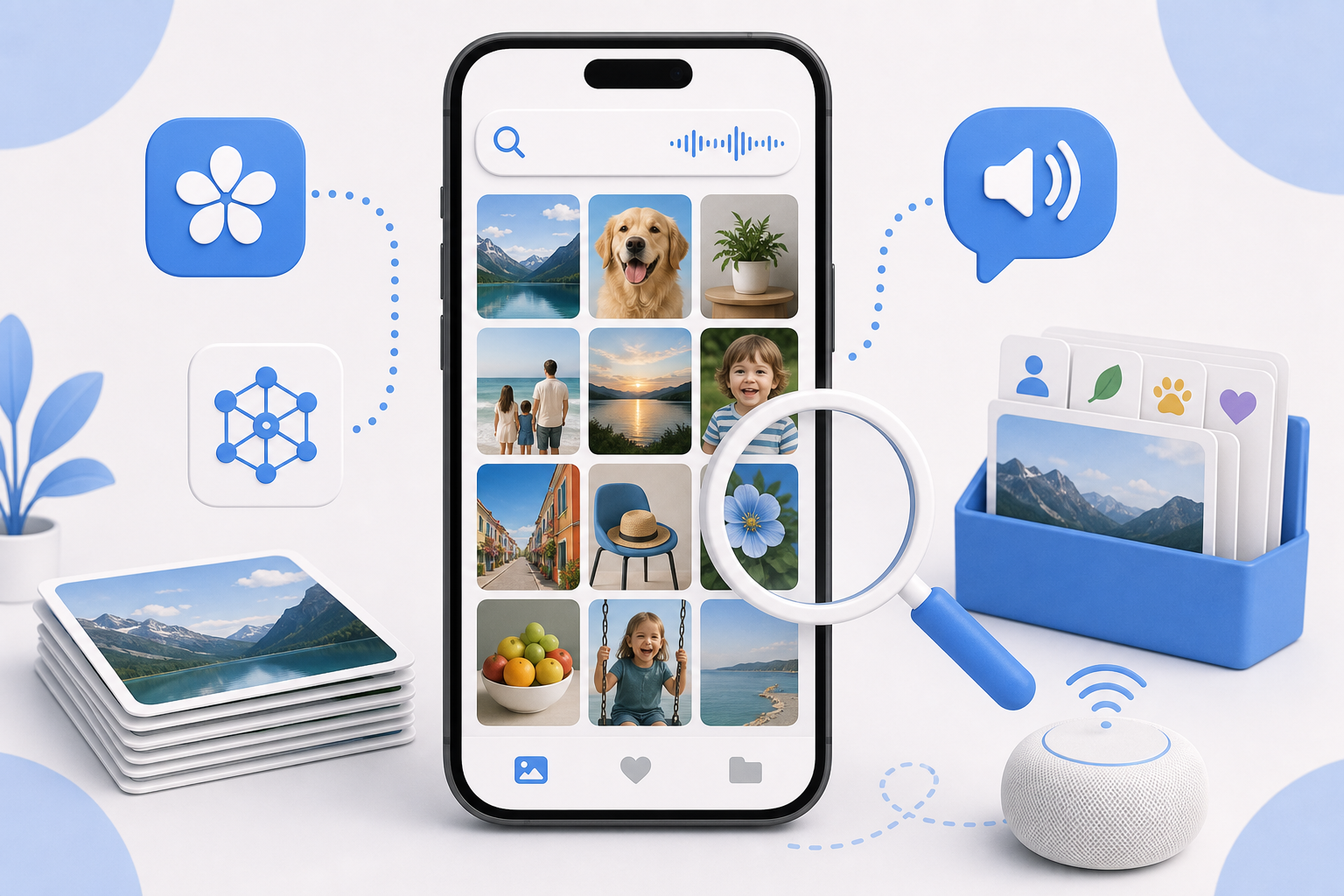 Descripción de imagen: ilustración generada para el artículo ¿Cansado de buscar tus fotos en el iPhone? ¡Descubre esta App que lo cambia todo! en AliBlueBox.