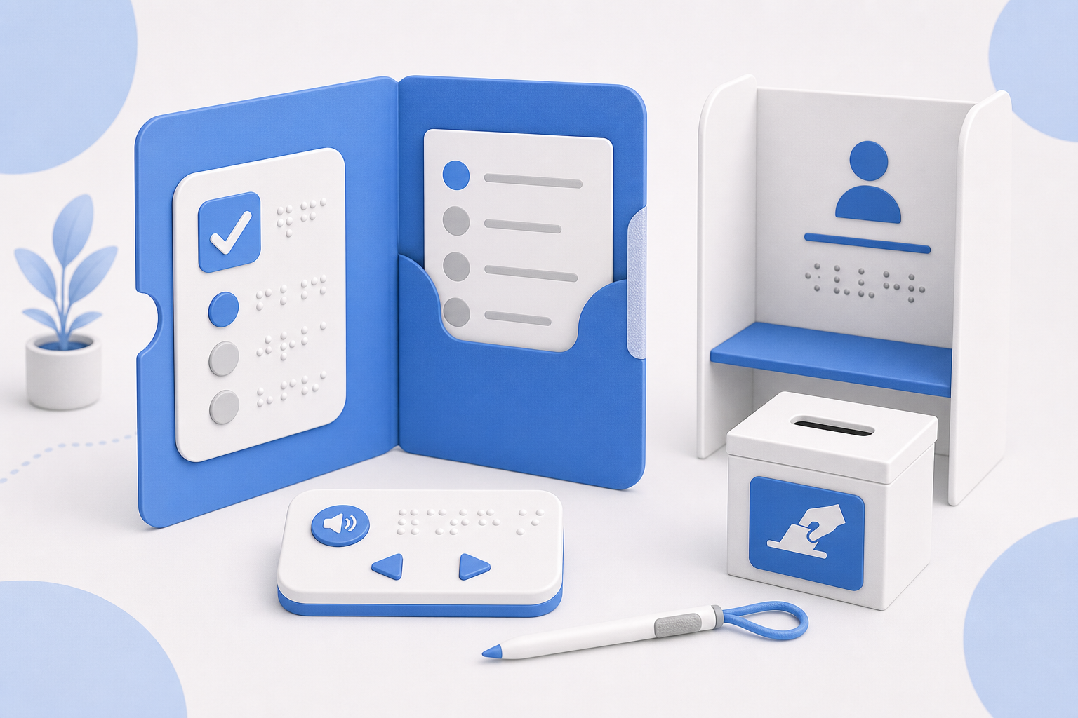 Descripción de imagen: ilustración generada para el artículo Voto Sin Barreras: Kit De Vito Accesible Para Personas Ciegas en AliBlueBox.