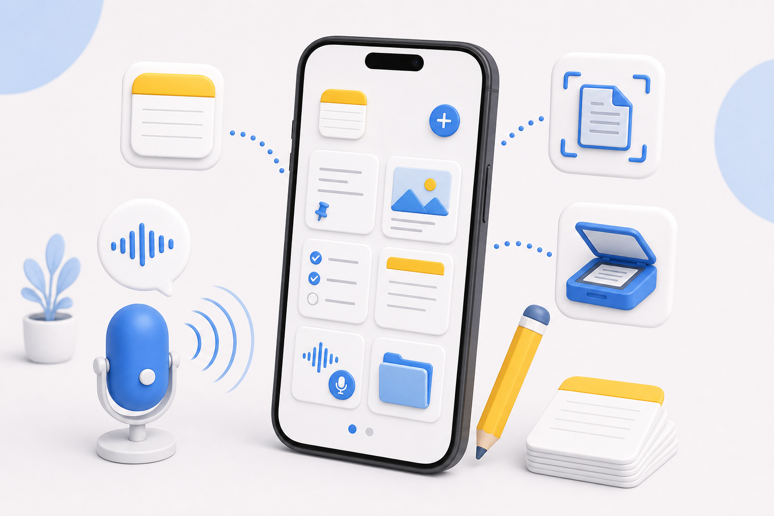 Descripción de imagen: ilustración generada para el artículo Novedades iOS 17: Notas en AliBlueBox.