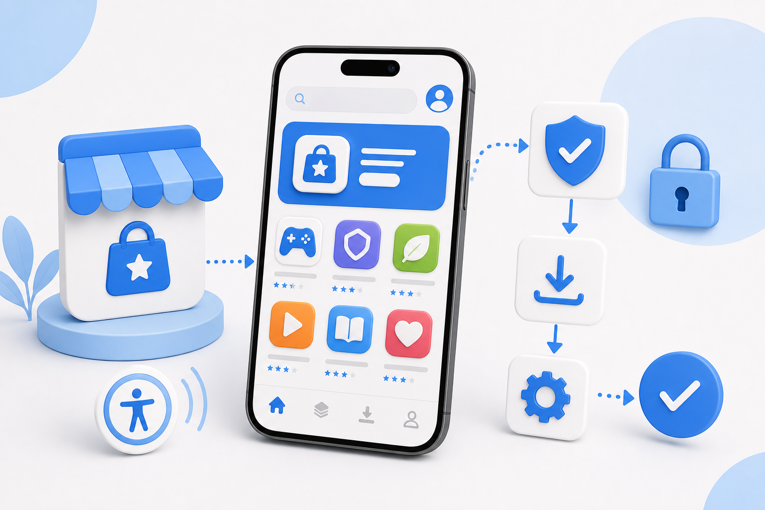 Descripción de imagen: ilustración generada para el artículo Cómo Instalar Tiendas Alternativas De Apps En El iPhone en AliBlueBox.