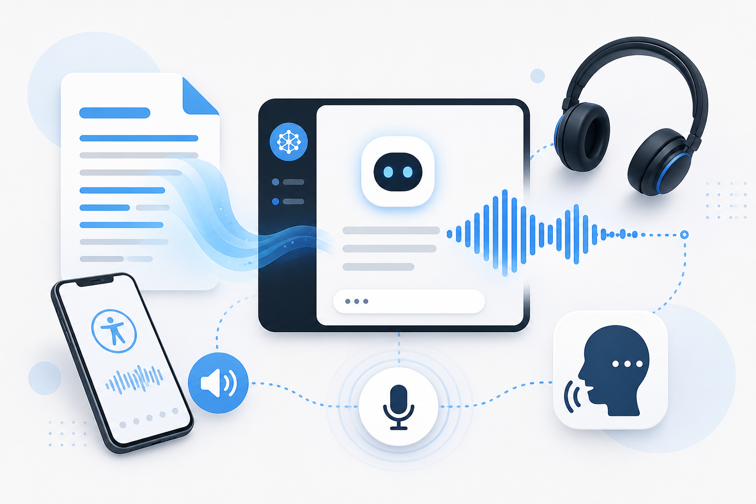 Descripción de imagen: ilustración generada para el artículo Transforma Texto A Audio Con ChatGPT en AliBlueBox.
